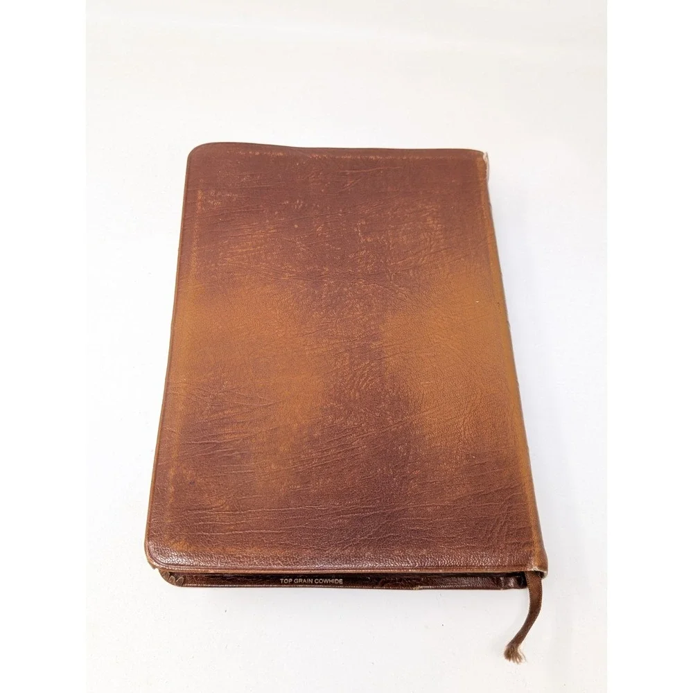The Ryrie Study Bible NIV Brown Cowhide Leather Red Letter Moody 1986 80s VTG
